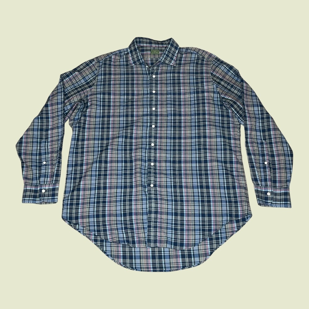 Sid Mashburn Mens XL Long Sleeve Plaid Button Down Shirt Blue Pink‎ Cotton